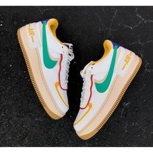 A25 SIZE 7.5 WOMEN'S NIKE AIR FORCE 1 LOW SHADOW WHITE / MULTICOLOR CI0919 108